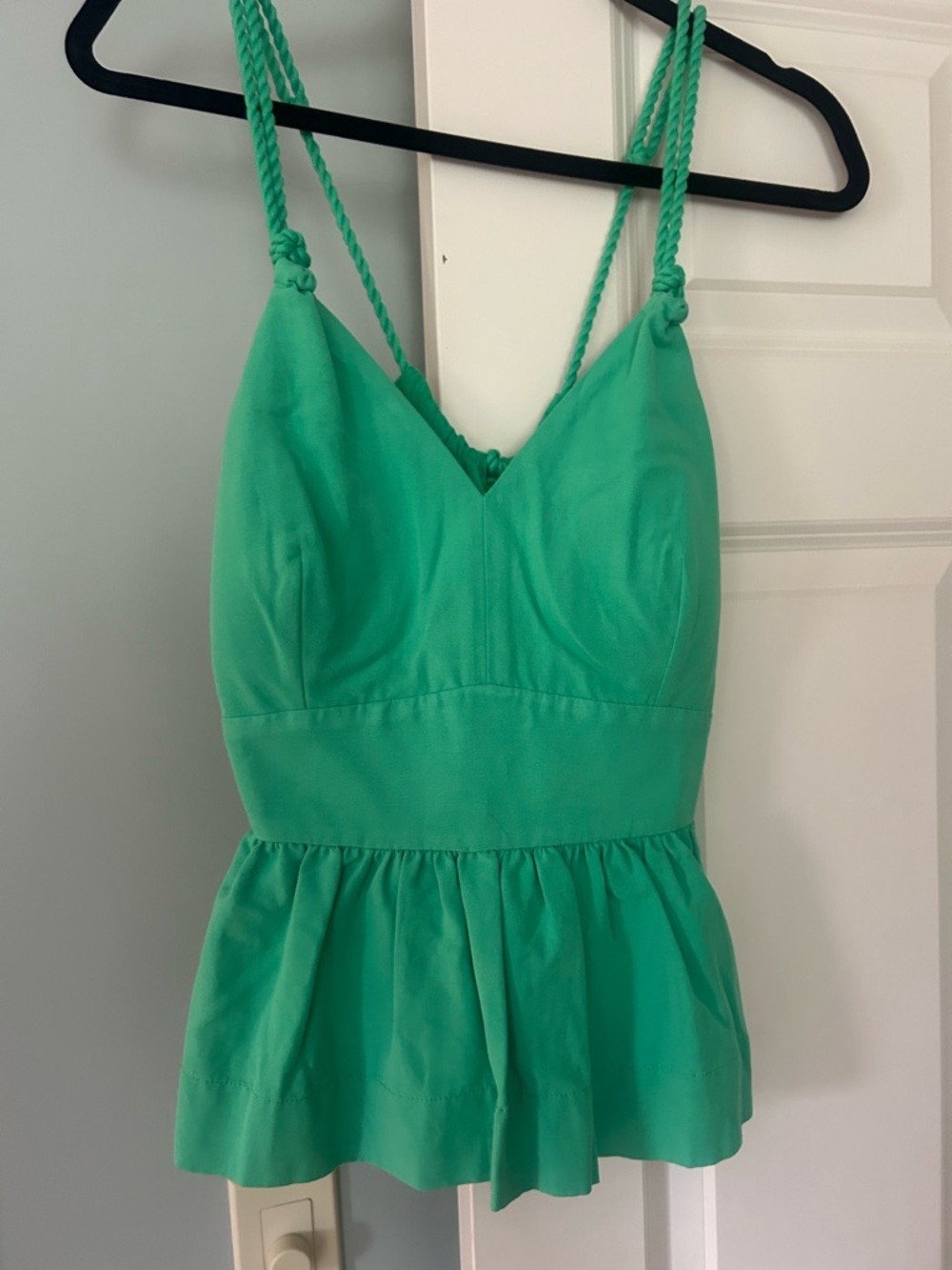 Lilly Pulitzer Emerald Green Twisted-Strap Peplum Top
